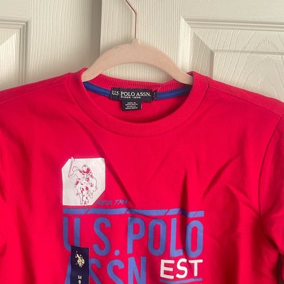 NWT U.S. Polo ASSN big kid Long Sleeve Dark Red USPA sweatshirt. #0170 - Picture 2 of 6